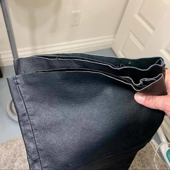 Fairweather Black Genuine Leather Pant Size 10 Motocycle Jeans Style Flare Leg - Picture 13 of 13